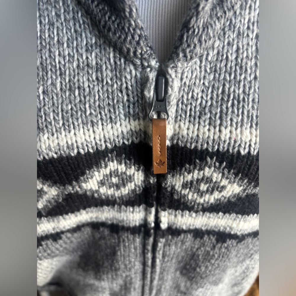 Gray Patterned Men's Cardigan Sweater - Picture 4 of 8